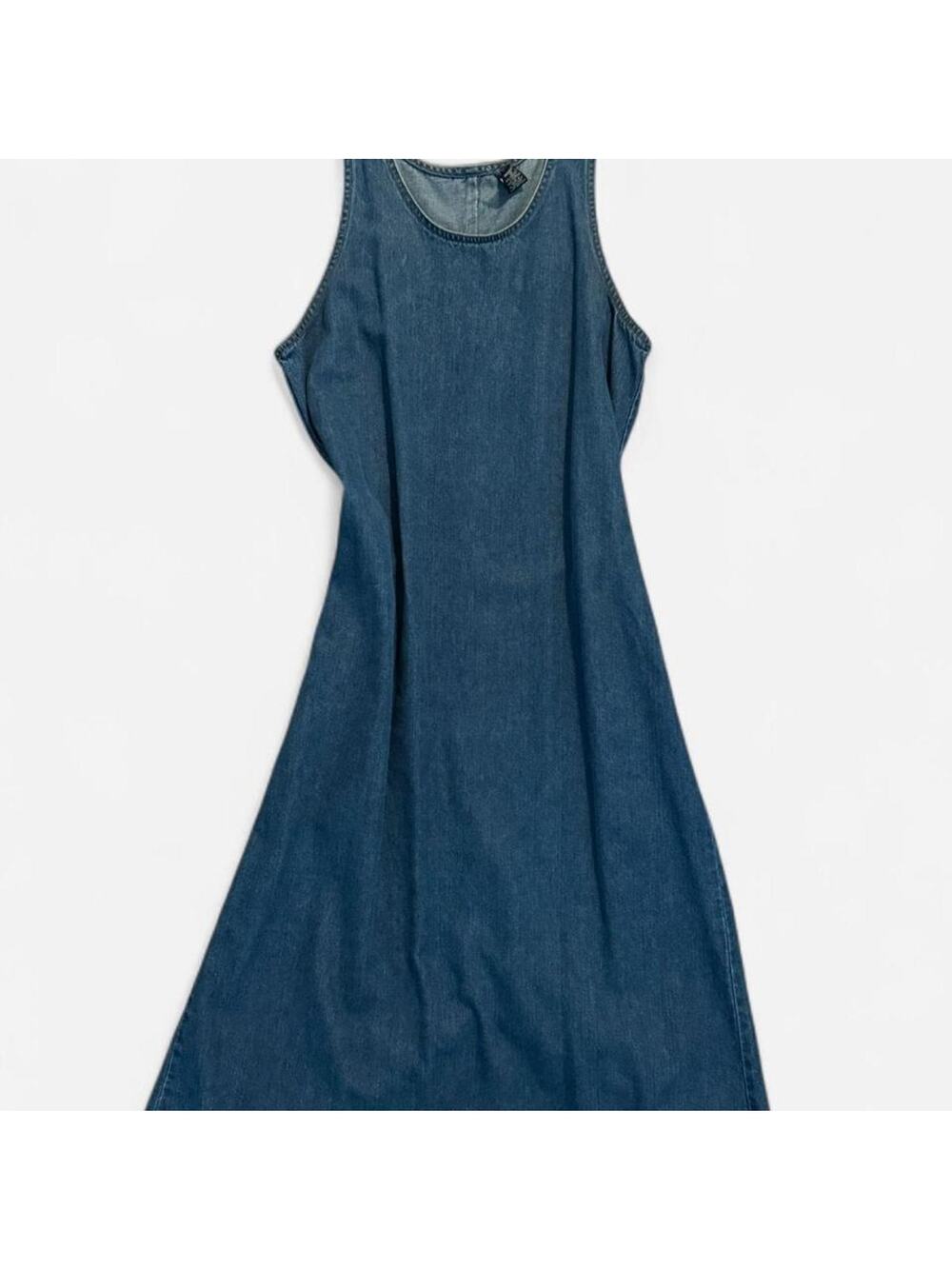Vintage blue denim midi dress